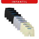 Kit 10 Cuecas Zorba Infantil Boxer sem Costura Algodão 678 Mescla/Preto/Amarelo - G