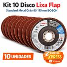 Kit 10 Disco Lixa Flap Standard Metal Grão 80 115mm BOSCH Kit 10 Disco Lixa Flap Standard Metal Grão 80 115mm BOSCH