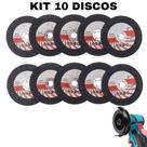 Kit 10 Discos De Corte De Resina Circular Lixa Esmerilhadeira PowerGrip 76mm
