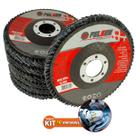 Kit 10 Discos Flap Lixa Desbaste Lixadeira Esmerilhadeira Metal Madeira Ferro 4,1/2 115mm