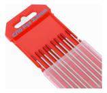 Kit 10 Eletrodo Tungstênio Solda Tig Vermelho 2% Tório 3,2mm