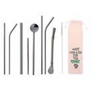 Kit 10 em 1 - Canudos variados em Inox Preto