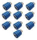 Kit 10 Engate Rápido De Ar Pneumatico Compressor 1/4 Pol. Fêmea Haltbar Azul