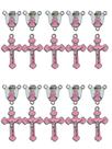 Kit 10 entremeio + 10 crucifixo anjinho infantil p/ terço cor rosa