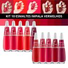 Kit 10 Esmaltes Impala - Tons de Vermelho