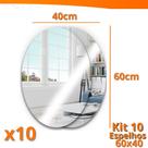 Kit 10 Espelho Adesivo Acrilico Oval 40x60cm Boa Nitidez Decorativo Sala Banheiro