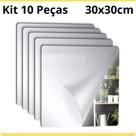 Kit 10 Espelhos de Parede Quadrado 30x30cm Acrílico Flexível com Instalação Fácil e Design Moderno p