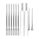 Kit 10 espetos de inox 40cm espada duplo e coracao churrasco
