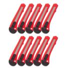 Kit 10 Estilete 1 Lâmina Aço 18mm corte acabamento Vermelho