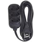 Kit 10 Extensão Elétrica 10M Preta Com 2 Tomadas 2p Fiolux