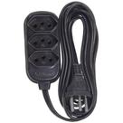Kit 10 Extensão Elétrica 10M Preta Com 3 Tomadas 2p+t Fiolux