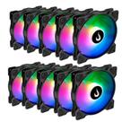 Kit 10 Fans Rise Mode X Led Rainbow 120mm Preto - RM-XLD-RBW-10 Kit 10 Fans Rise Mode X Led Rainbow 120mm Preto - RM-XLD-RBW-10