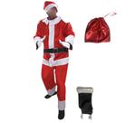 Kit 10 Fantasia Natal Roupa Papai Noel Adulto Cetim c/ 6 Peças Kit 10 Fantasia Natal Roupa Papai Noel Adulto Cetim c/ 6 Peças