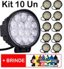 Kit 10 Farol De Milha Redondo Universal 14 Led 42w 10v/30v 6000k Off road Branco Frio Trator Carro Moto Caminhão +Cheirinho