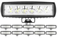 Kit 10 Farol De Milha Retangular 6 Leds 6000k 12v 24v Universal Caminhão Carro Moto Maquina Trator Lancha Barco Off-road Kit 10 Farol De Milha Retangular 6 Leds 6000k 12v 24v Universal Caminhão Carro Moto Maquina Trator Lancha Barco Off-road