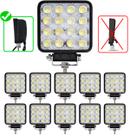 Kit 10 Farol Milha 16 Led 48w 12v/24v Quadrado Off-road 6000k Caminhão Carro Trator Moto Jeep Suv Troller Atv Universal