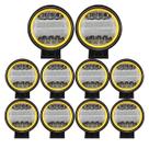 Kit 10 Farol Milha Led Redondo 72w Pisca Âmbar Seta 10-36v