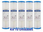 Kit 10 Filtro Refil Plissado Hydronix Lavável 10" 50 Micras