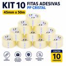 Kit 10 fitas adesivas pp cristal 45mm x 50m