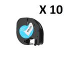 Kit 10 Fitas Plástica Compatível Dymo Letratag 91201 Branca 12mm