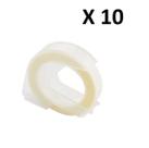 Kit 10 Fitas Vinil Compatível Dymo Manual 3D125 Incolor 9mm
