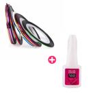 Kit 10 fitilhos adesivos de unhas e cola helen color 10ml