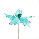 Kit 10 Flores Decoração Natal Artificial Brilho Azul 19cm