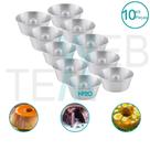 Kit 10 Formas de Pudim 8x20cm Alumínio Sustentável para Bolo com Furo Cuscuz Sobremesa Cozimento Uniforme Fácil Limpeza Uso Caseiro e Profissional