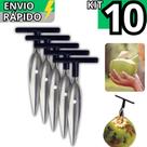 Kit 10 Fura Coco Abridor Manual Em Inox Profissional Rápido e Prático Fura Abre Cabo Emborrachado