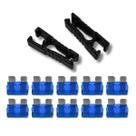 Kit 10 Fusível Lâmina Médio 15A Automotivo + Par Extrator