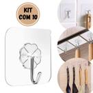 Kit 10 Ganchos Adesivo Parede Super Aderência - Transparente