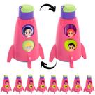 Kit 10 Garrafas Foguete de Astronauta Rosa Meninas p/ Festa Infantil Aniversário