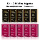 Kit 10 Gigante Luxo Popular Preta e Pink - Com Harpa - Palavras de Jesus em Vermelho
