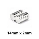 Kit 10 Imã Neodímio Disco Magnético N35 14 x 2 mm Super Forte Potente Redondo