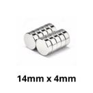 Kit 10 Imã Neodímio Disco Magnético N35 14 x 4 mm Super Forte Potente Redondo