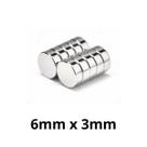 Kit 10 Imã Neodímio Disco Magnético N35 6 x 3 mm Super Forte Potente Redondo