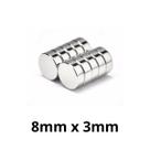 Kit 10 Imã Neodímio Disco Magnético N35 8x3 mm Super Forte Potente Redondo
