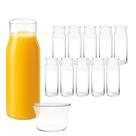 Kit 10 Jarra Decanter Moringa 400ml Com Copo 110ml Água Suco Transparente Resistente