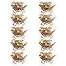 Kit 10 Jogos de Mesa com 4 Cadeiras de Madeira Dobravel 60x60 Ideal para Bar e Restaurante - Mel