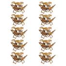 Kit 10 Jogos de Mesa com 4 Cadeiras de Madeira Dobravel 60x60 Ideal para Bar e Restaurante - Mel