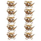 Kit 10 Jogos de Mesa com 4 Cadeiras de Madeira Dobravel 60x60 Ideal para Bar e Restaurante - Mel