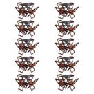 Kit 10 Jogos de Mesa com 4 Cadeiras de Madeira Dobravel 70x70 Ideal para Bar e Restaurante - Imbuia