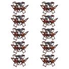 Kit 10 Jogos de Mesa com 4 Cadeiras de Madeira Dobravel 70x70 Ideal para Bar e Restaurante - Imbuia