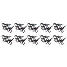 Kit 10 Jogos De Mesa Dobravel Com 2 Cadeiras De Madeira 70x70 Ideal Para Bar E Restaurante - Marrom