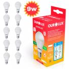 Kit 10 Lâmpadas 6500k Ourolux Led Bulbo 9w Superled Ouro Biv