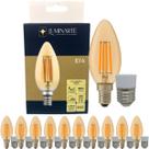 Kit 10 Lâmpadas Filamento LED C35 Decorativa Retrô Vintage Âmbar Bivolt E27
