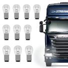 Kit 10 Lâmpadas Halógenas BAY15D 2 Polos Trava Reta 21/5W 24V - Shocklight