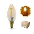 Kit 10 lâmpadas LED filamento Vela E12 4W 300 LM 2400K âmbar decorativa retrô Bivolt