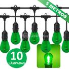Kit 10 Lâmpadas Led Retrô Verde + 1 Varal 5mts Criativa E Encantadora KIT030 Kit 10 Lâmpadas Led Retrô Verde + 1 Varal 5mts Criativa E Encantadora KIT030