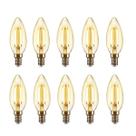 Kit 10 Lâmpadas LED Vela Filamento C35 E14 2200K 127V Âmbar Decorativa